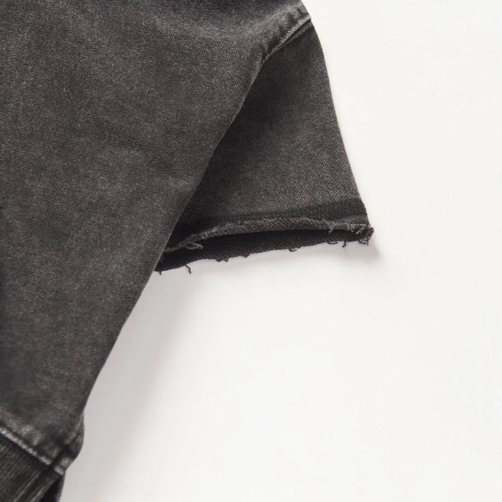 Little Bipsy Acid Wash Short Sleeve Hoodie Black - Picture 6 of 7